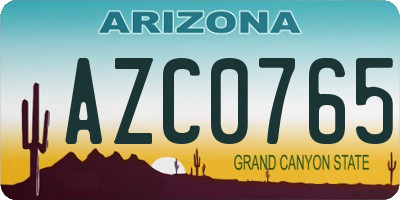 AZ license plate AZC0765