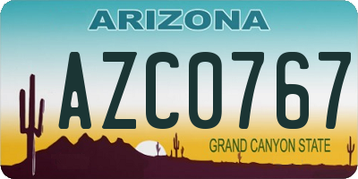 AZ license plate AZC0767