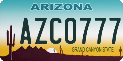 AZ license plate AZC0777
