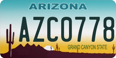 AZ license plate AZC0778