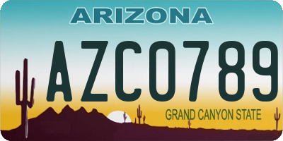 AZ license plate AZC0789