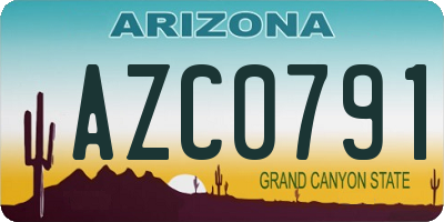 AZ license plate AZC0791