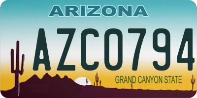AZ license plate AZC0794