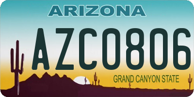 AZ license plate AZC0806