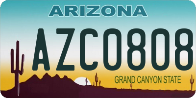 AZ license plate AZC0808