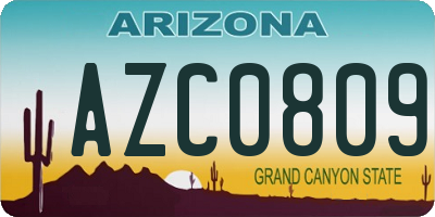 AZ license plate AZC0809
