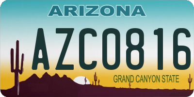 AZ license plate AZC0816