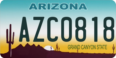 AZ license plate AZC0818