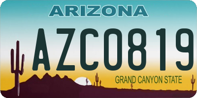 AZ license plate AZC0819