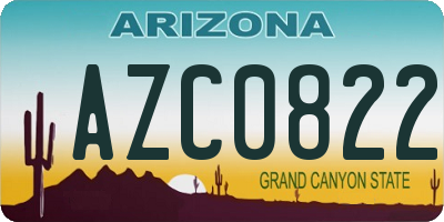 AZ license plate AZC0822