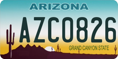 AZ license plate AZC0826