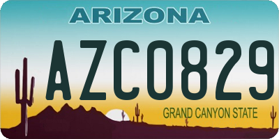 AZ license plate AZC0829