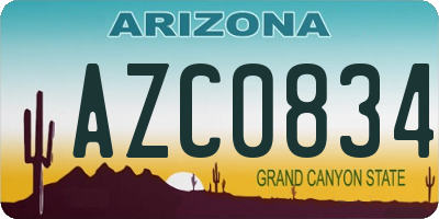 AZ license plate AZC0834
