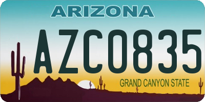 AZ license plate AZC0835