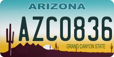 AZ license plate AZC0836