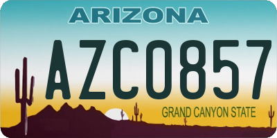 AZ license plate AZC0857