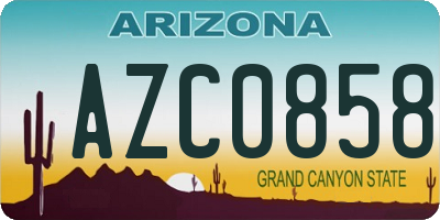 AZ license plate AZC0858