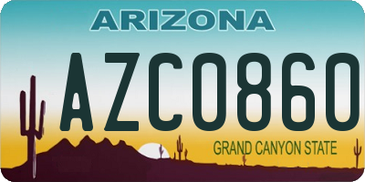 AZ license plate AZC0860