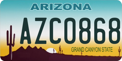 AZ license plate AZC0868