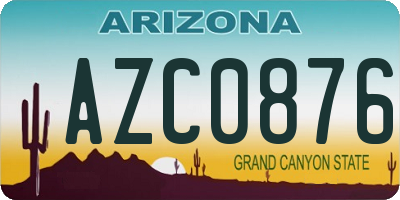 AZ license plate AZC0876