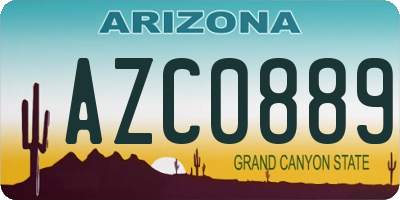 AZ license plate AZC0889