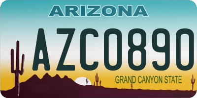 AZ license plate AZC0890