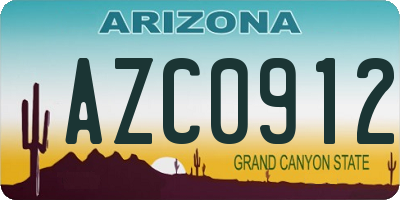 AZ license plate AZC0912