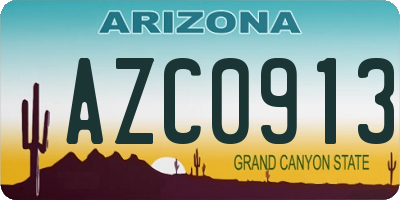 AZ license plate AZC0913