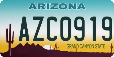 AZ license plate AZC0919