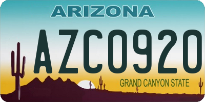 AZ license plate AZC0920