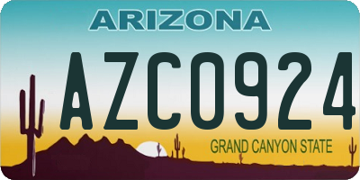 AZ license plate AZC0924