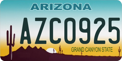 AZ license plate AZC0925