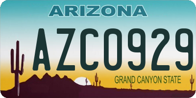 AZ license plate AZC0929