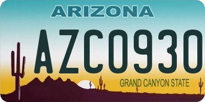AZ license plate AZC0930