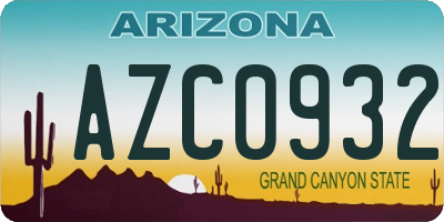 AZ license plate AZC0932