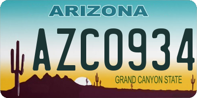 AZ license plate AZC0934