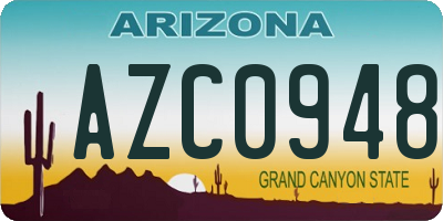 AZ license plate AZC0948