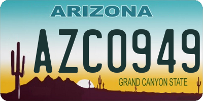 AZ license plate AZC0949