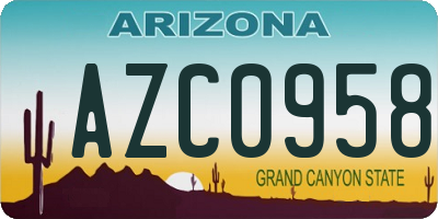 AZ license plate AZC0958