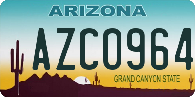 AZ license plate AZC0964