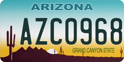 AZ license plate AZC0968