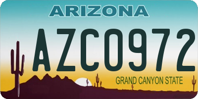 AZ license plate AZC0972