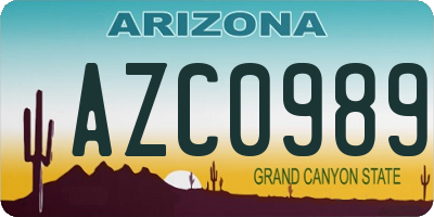 AZ license plate AZC0989