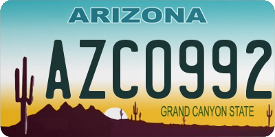 AZ license plate AZC0992