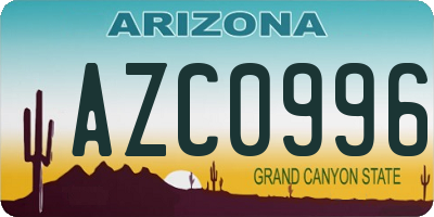 AZ license plate AZC0996