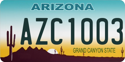 AZ license plate AZC1003