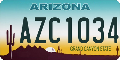 AZ license plate AZC1034
