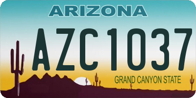 AZ license plate AZC1037