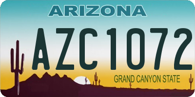AZ license plate AZC1072