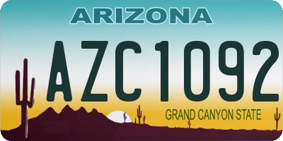 AZ license plate AZC1092
